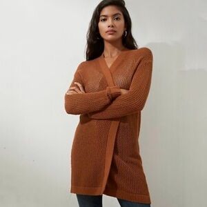 Banana Republic Open Front Cardigan Sweater Size XS 100% Cotton Open Knit Duster